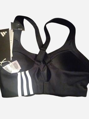 adidas Black High-Impact Racerback Sports Bra with Logo